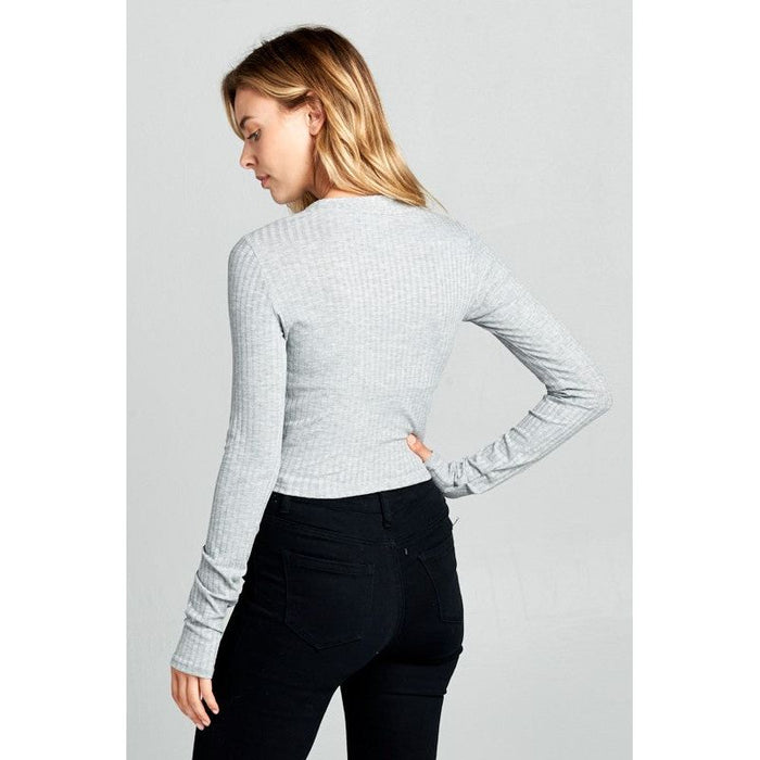 round neck long sleeve crop top