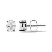 Bids.com 14K White Gold 2.0 Cttw Prong Set Lab Grown Oval Diamond Solitaire Stud Earring (F-G Color, VS1-VS2 Clarity) Earrings