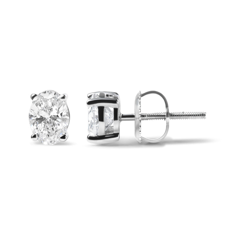 Bids.com 14K White Gold 2.0 Cttw Prong Set Lab Grown Oval Diamond Solitaire Stud Earring (F-G Color, VS1-VS2 Clarity) Earrings