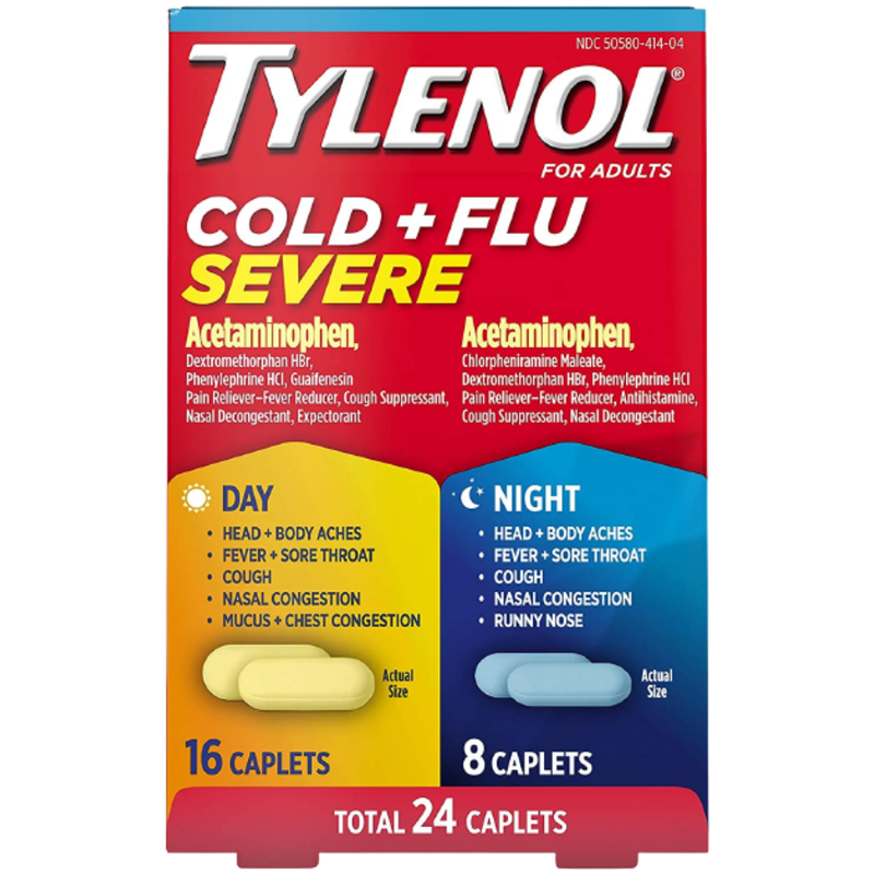 Tylenol Tylenol Cold + Flu, Severe, Day/Night, Caplets, For Adults Health & Beauty