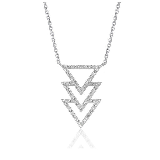 Bids.com Triple Triangle Pendant with Diamonds in 14k White Gold (1/5 cttw) Necklaces