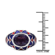 Bids.com 2.16 Carat Genuine Amethyst & White Diamond .925 Sterling Silver Ring Rings