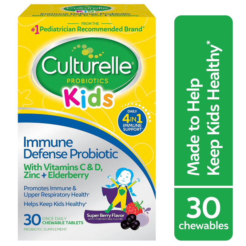Culturelle Culturelle Kids Daily Immune Defense Probiotic + Elderberry, Vitamin C And Zinc Chewable For Oral Health - 30ct Vitamins & Supplements