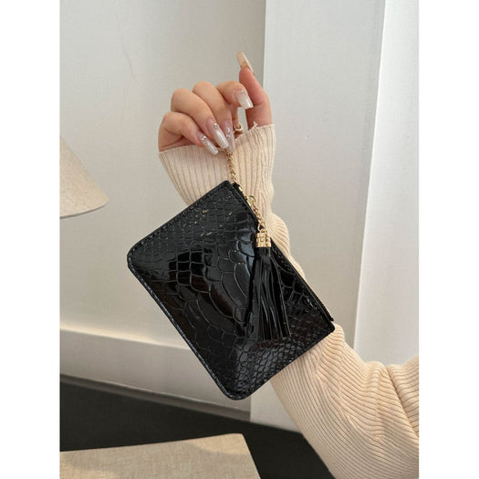 PU Leather Tassel Trim Card Case