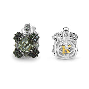 Bids.com 2.91 Carat Genuine Green Amethyst, White Sapphire & Green Diamond .925 Sterling Silver Earrings Earrings
