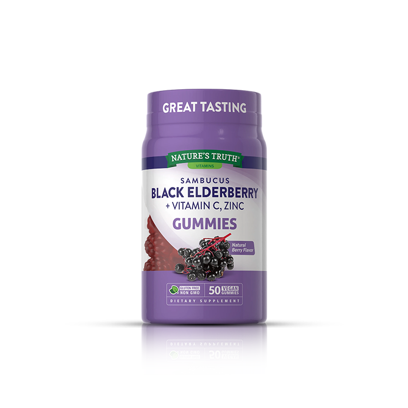 Nature's Truth Nature's Truth Sambucus Black Elderberry + Vitamin C & Zinc Vegan Gummies - Natural Berry Flavor 50ct Vitamins & Supplements