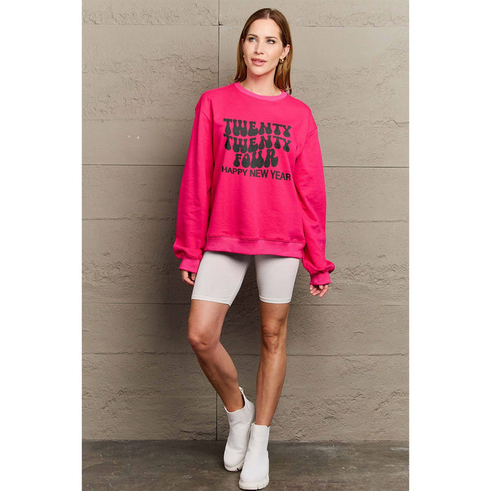 Simply Love TWENTY TWENTY FOUR HAPPY NEW YEAR Dropped Shoulder Sweatshirt