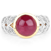 Bids.com 5.11 Carat Glass Filled Ruby and White Topaz .925 Sterling Silver Ring Rings