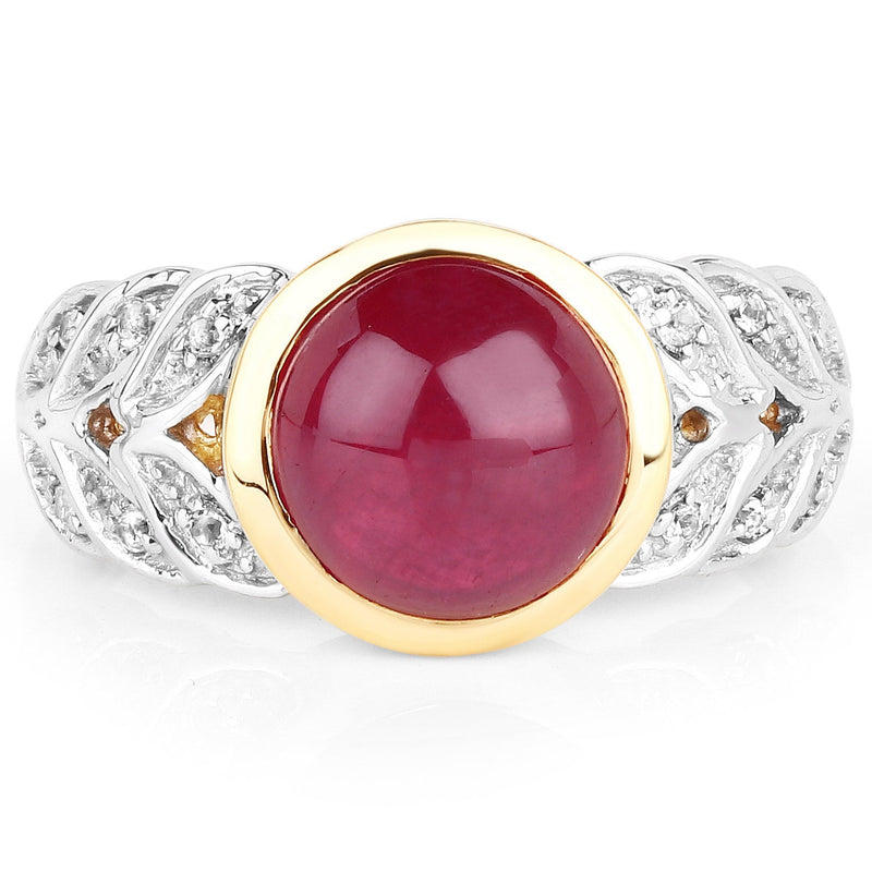 Bids.com 5.11 Carat Glass Filled Ruby and White Topaz .925 Sterling Silver Ring Rings