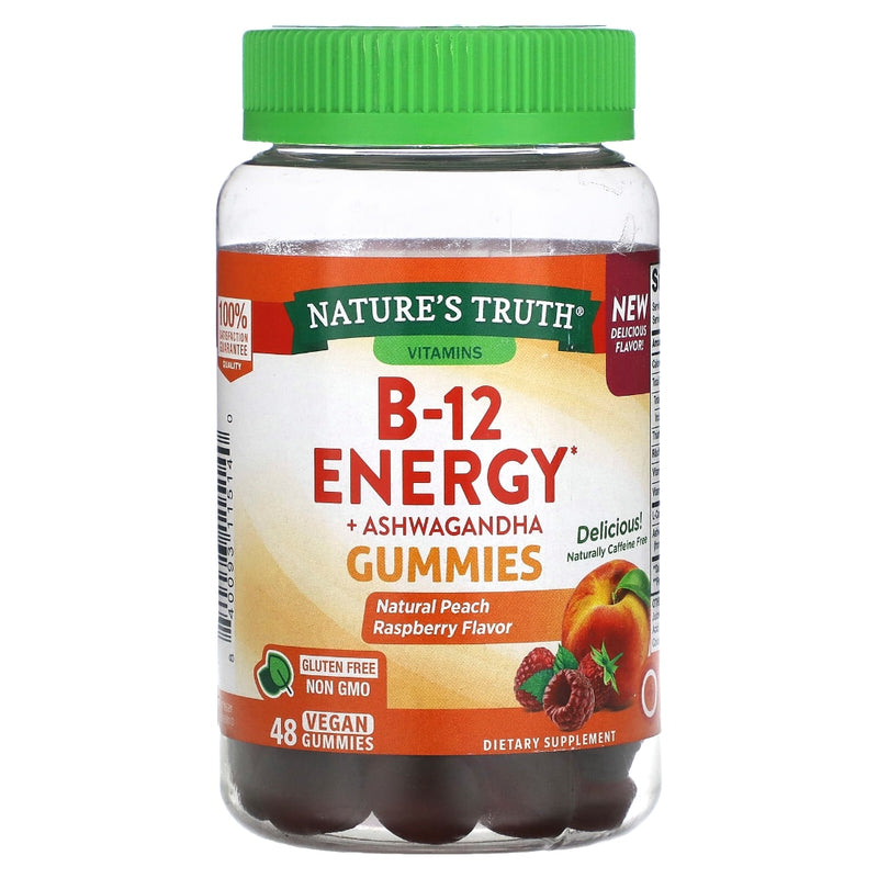 Nature's Truth Nature's Truth B-12 Energy, Vegan Gummies, Natural Peach Raspberry Flavor Vitamins & Supplements