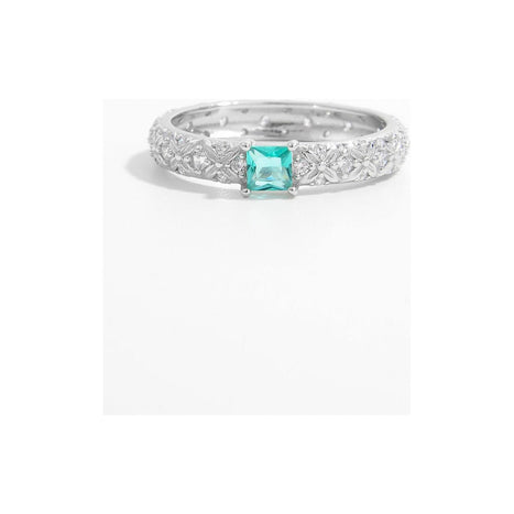 Platinum-plated 925 Sterling Silver Square Zircon Ring