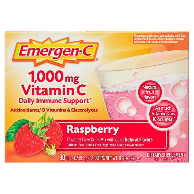 Emergen-C Emergen-C Vitamin Fizzy Drink Mix 1000 Mg, Raspberry Supplement - 30 Packets/Pack Vitamins & Supplements