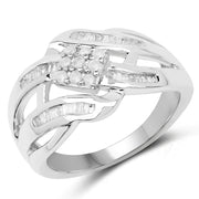 Bids.com 0.62 Carat Genuine White Diamond .925 Sterling Silver Ring Rings