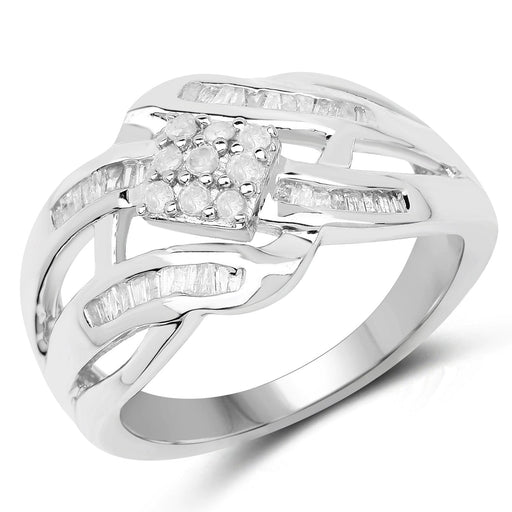 Bids.com 0.62 Carat Genuine White Diamond .925 Sterling Silver Ring Rings