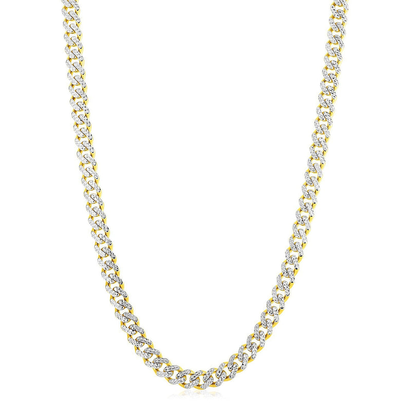 Bids.com 14k Yellow Gold White Pave High Polish Modern Lite Miami Cuban Chain (8.0mm) Necklaces