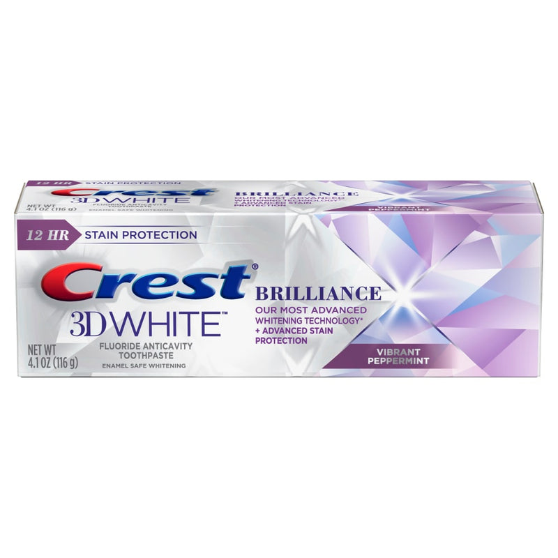 Crest Crest 3D White Brilliance + Advanced Stain Protection Teeth Whitening Toothpaste Vibrant Peppermint Toothpaste Light Gray