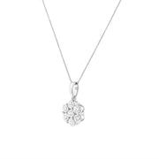 Bids.com 14K White Gold 2.00 Cttw Brilliant Round-Cut Diamond 7 Stone Flower Cluster 18" Pendant Necklace (H-I Color, SI2-I1 Clarity) Necklaces
