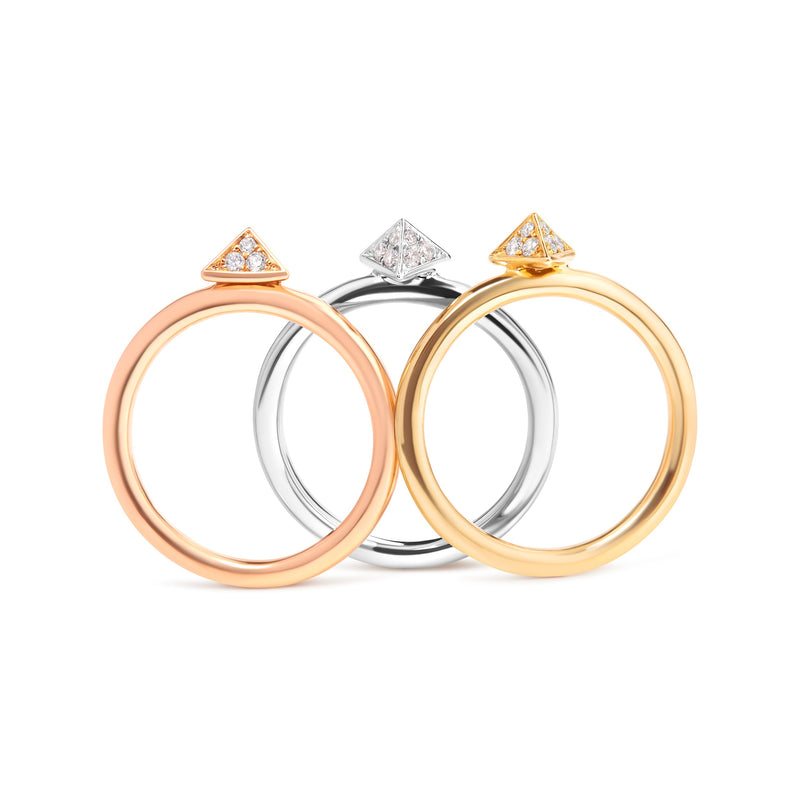 Bids.com 14K Tri Color Gold 1/3 Cttw Diamond Pyramid Stackable Band Ring Set (G-H Color, SI1-SI2 Clarity) - Size 7 Rings