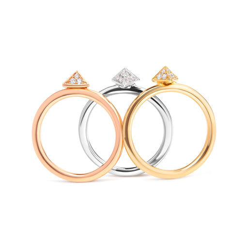 Bids.com 14K Tri Color Gold 1/3 Cttw Diamond Pyramid Stackable Band Ring Set (G-H Color, SI1-SI2 Clarity) - Size 7 Rings