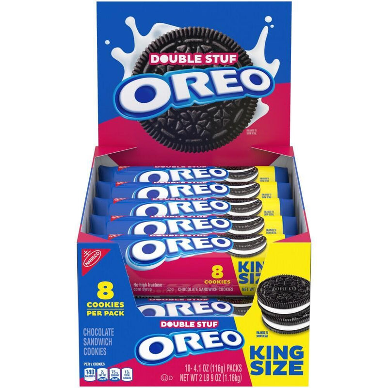 Oreo Oreo Double Stuf Chocolate Sandwich Cookies, 10 King Size Snack Packs Cookies White Smoke