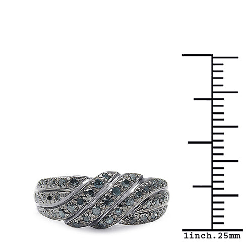 Bids.com 0.36 Carat Genuine Blue Diamond .925 Sterling Silver Ring Rings