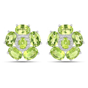 Bids.com 18K White Gold Plated 9.26 Carat Genuine Peridot and White Topaz .925 Sterling Silver Earrings Earrings