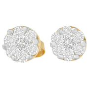 Bids.com 14K Yellow Gold 3/4 cttw Round Cut Diamond Stud Earring (I-J, SI2-I1) Earrings
