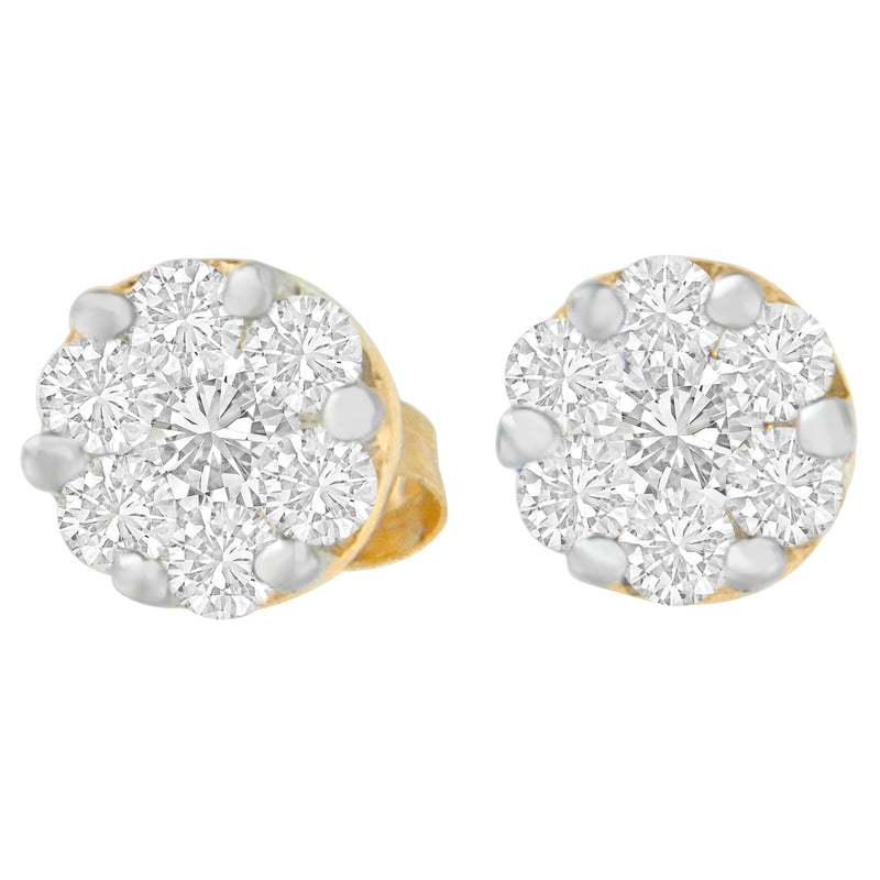 Bids.com 14K Yellow Gold 3/4 cttw Round Cut Diamond Stud Earring (I-J, SI2-I1) Earrings