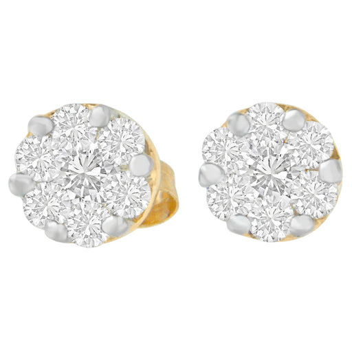 Bids.com 14K Yellow Gold 3/4 cttw Round Cut Diamond Stud Earring (I-J, SI2-I1) Earrings