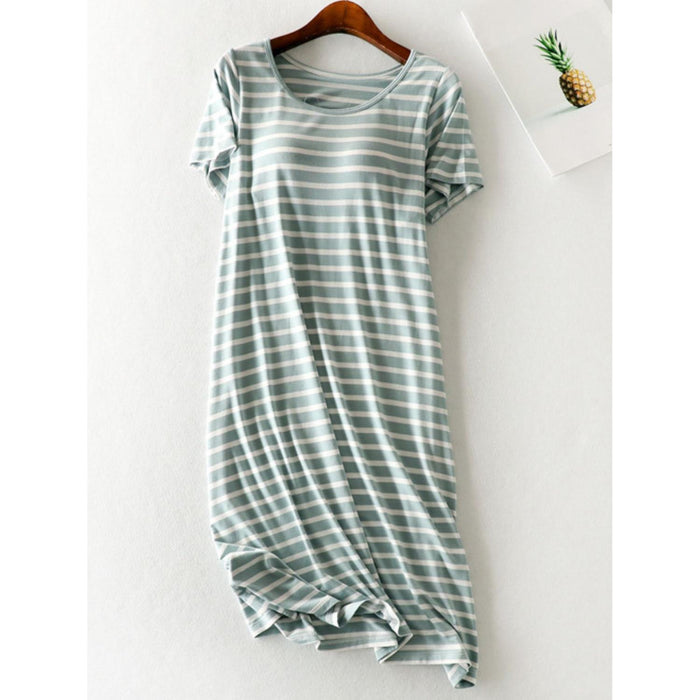 Striped Round Neck Short Sleeve Dress