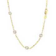 Bids.com 14k Yellow Gold CZ By the Yard Long Links Necklaces