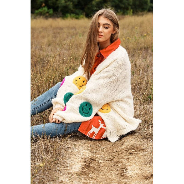 The Fuzzy Smile Long Bell Sleeve Knit Cardigan