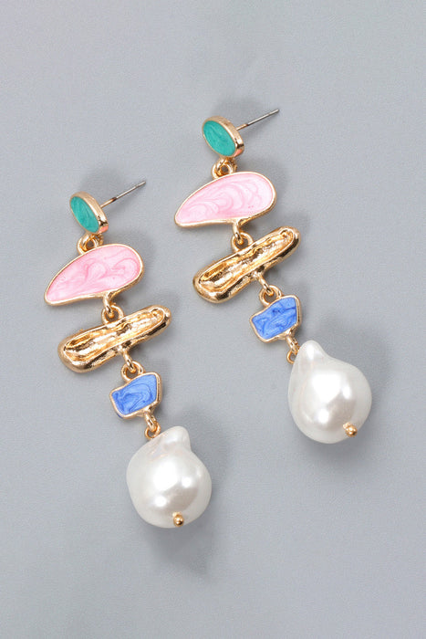 Abnormal Shape Zinc Alloy Synthetic Pearl Dangle Earrings