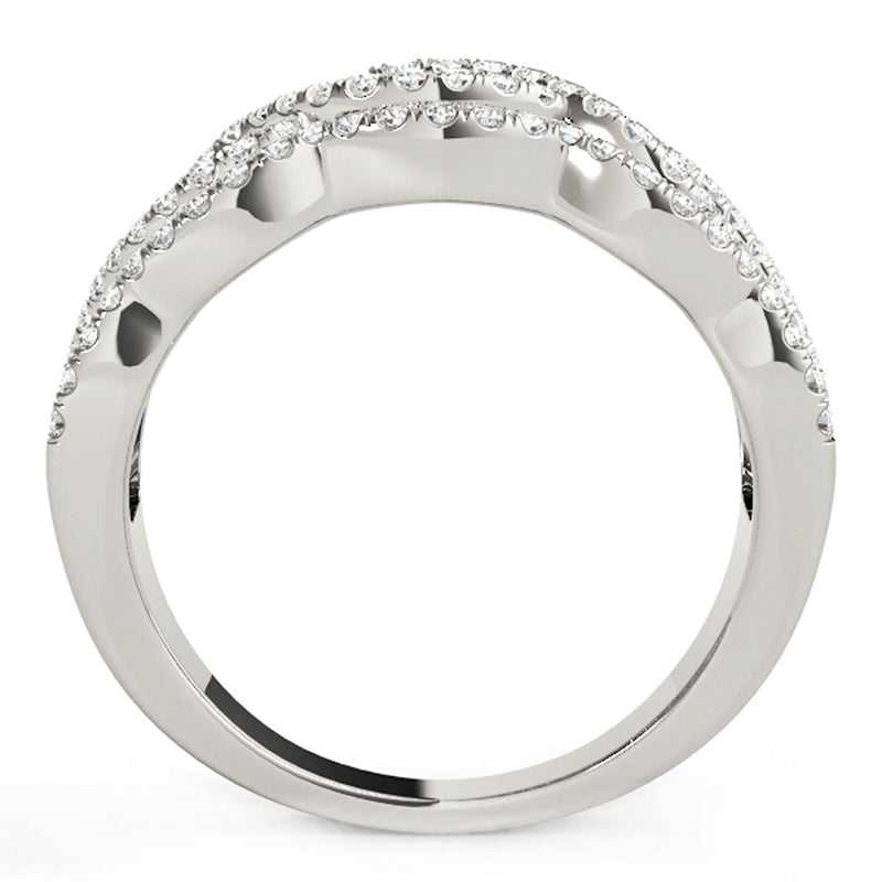 Bids.com Diamond Studded Ring with Four Curves in 14k White Gold (5/8 cttw) Rings