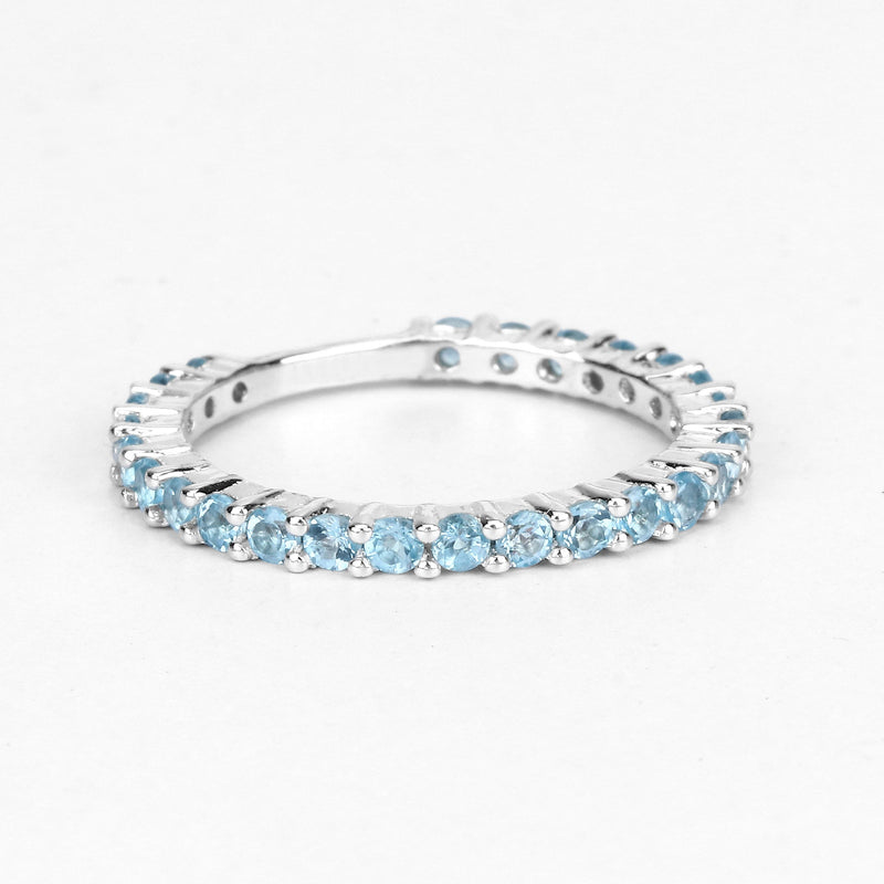 Bids.com 0.94 Carat Genuine Swiss Blue Topaz .925 Sterling Silver Ring Rings