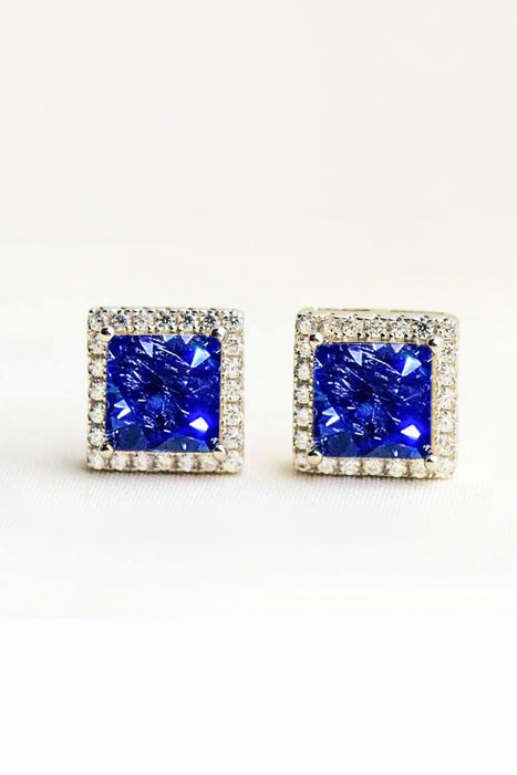 925 Sterling Silver 4 Carat Moissanite Square Earrings