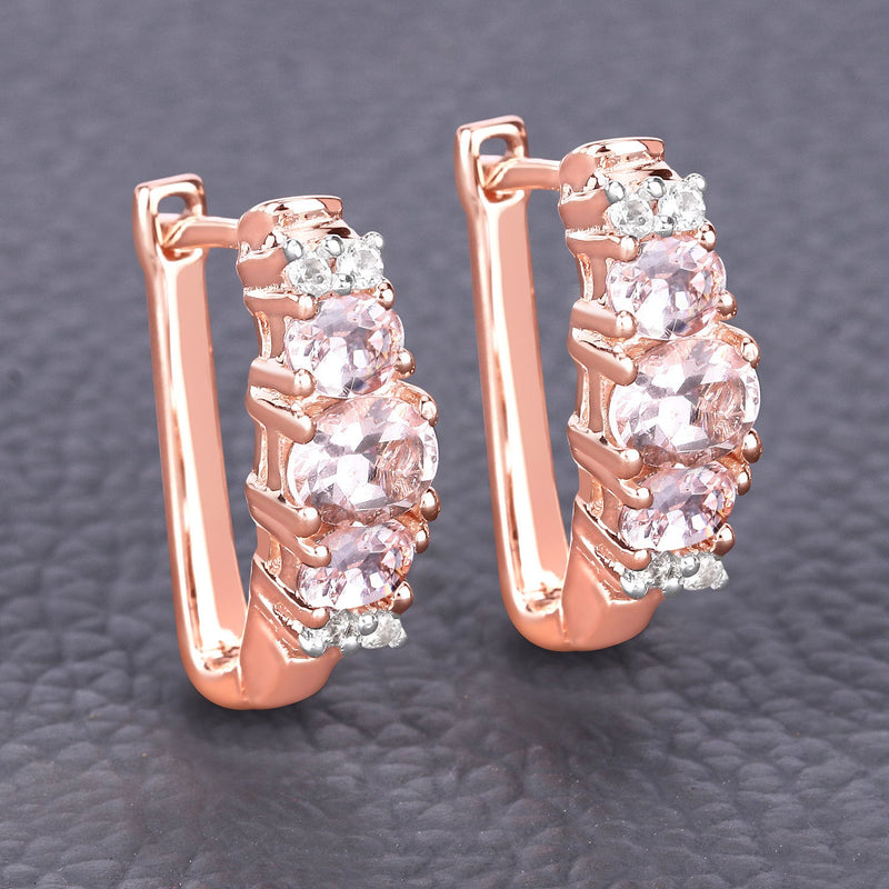 Bids.com 1.32 Carat Genuine Morganite and White Topaz .925 Sterling Silver Earrings Earrings