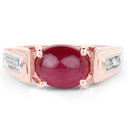 Bids.com 14K Rose Gold Plated 4.71 Carat Genuine Glass Filled Ruby and White Topaz .925 Sterling Silver Ring Rings