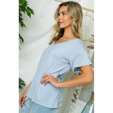 Plus Pin Stripe Boxy Top