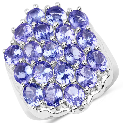Bids.com 6.27 Carat Genuine Tanzanite .925 Sterling Silver Ring Rings