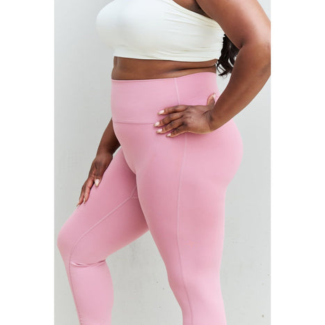 Zenana Fit For You High Waist Active Leggings in Light Rose