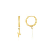 Bids.com 14K Yellow Gold Lighting Bolt Drop Hoop Earrings Earrings