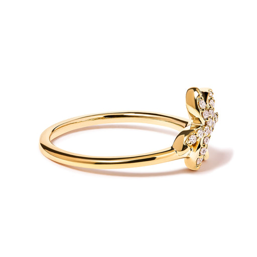 Bids.com 10K Yellow Gold 1/10 Cttw Diamond  Palm Tree Statement Ring (H-I Color, I1-I2 Clarity) - Ring Size 7 Rings