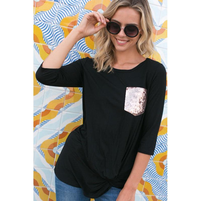 Plus Solid Sequence Pocket Tunic Top