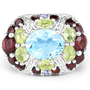 Bids.com 5.43 Carat Genuine Multi Stone .925 Sterling Silver Ring Rings