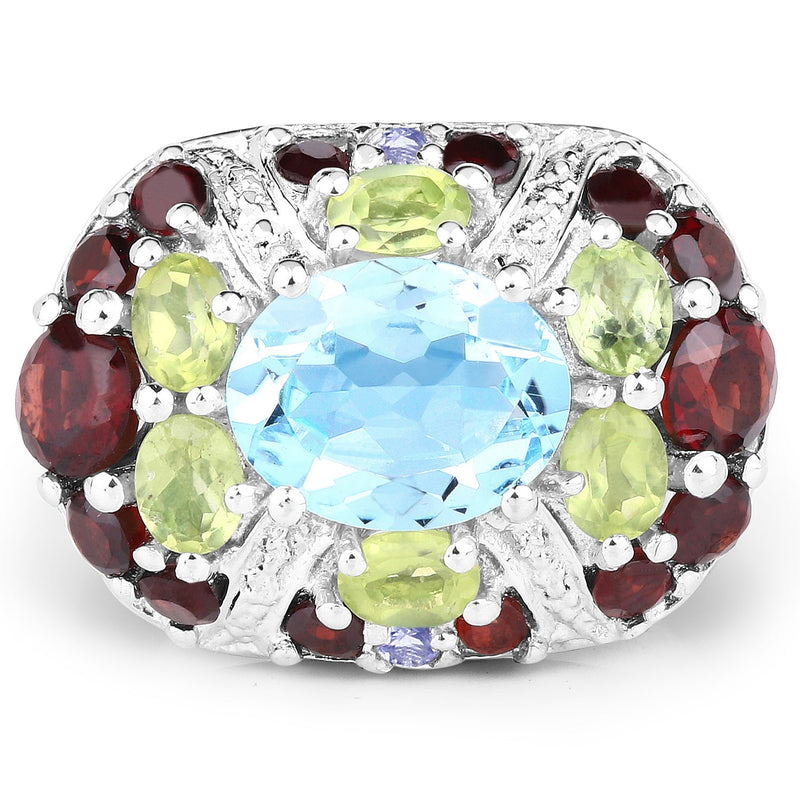 Bids.com 5.43 Carat Genuine Multi Stone .925 Sterling Silver Ring Rings