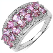 Bids.com 2.00 Carat Genuine Pink Sapphire & White Topaz .925 Sterling Silver Ring Rings