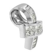 Bids.com 14K White Gold 2 cttw Princess and Baguette Cut Diamond Ribbon Pendant Necklace (H-I, SI-SI2) Necklaces