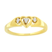 Bids.com 10KT Yellow Gold 1/20 cttw Diamond Triple Heart Diamond Ring (K-L, I1-I2) - Size 7 Rings