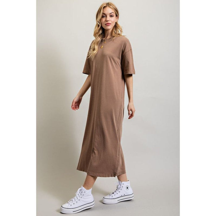 VENTED HEAVY COTTON WASHED DRESS